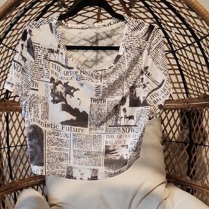 Newspaper Print Crop Top